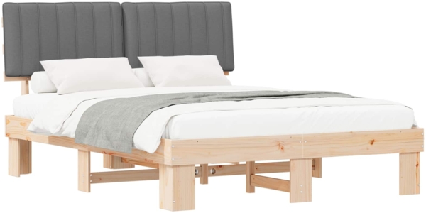 vidaXL Bettgestell mit gepolstertem Kopfteil Hellgrau 160x200 cm 877474