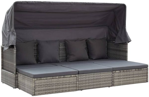 vidaXL Garten-Sonneninsel mit Dach Grautöne Poly Rattan 46158