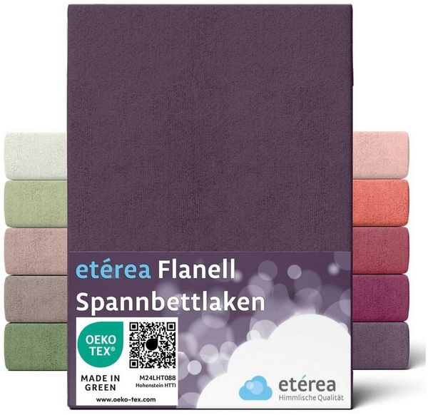 etérea Flanell Spannbettlaken Pflaume 90x200 - 100x200 cm