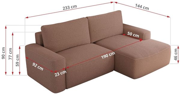 L-förmiges Ecksofa mit Armlehnen, Schlaffunktion und losen Kissen - BELLUNO - rechts - Rosa Boucle Bild 6