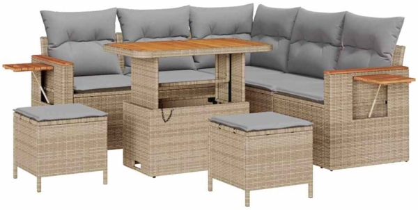 vidaXL Garten-Sofa-Set mit Kissen 8 pcs Beige und Hellgrau 3363177 Bild 1