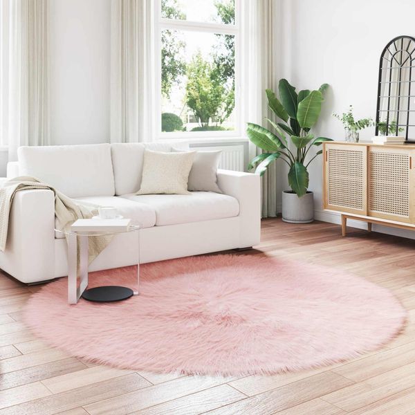 vidaXL Teppich aus Kunstschaffell TAFALLA Rosa Ø 200 cm Polyester 42021561