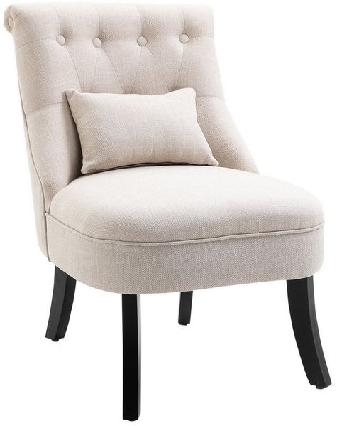 HOMCOM Relaxsessel Sessel mit Rückenkissen, Loungesessel mit Leinenoptik (Fernsehsessel, 1-St, Postersessel), für Wohnzimmer, Schlafzimmer, 52,5 x 69 x 77 cm, Cremeweiß