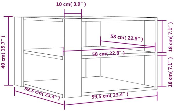 vidaXL Couchtisch Braun Eichen-Optik 58x58x40 cm Holzwerkstoff 834256 Bild 9