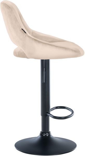 CLP 2er Set Barhocker Milet Samtbezug höhenverstellbar drehbar mit Rückenlehnen,creme Metall matt schwarz Bild 5