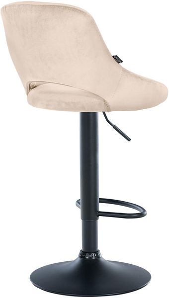 CLP 2er Set Barhocker Milet Samtbezug höhenverstellbar drehbar mit Rückenlehnen,creme Metall matt schwarz Bild 6