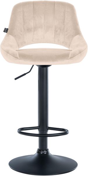 CLP 2er Set Barhocker Milet Samtbezug höhenverstellbar drehbar mit Rückenlehnen,creme Metall matt schwarz Bild 4