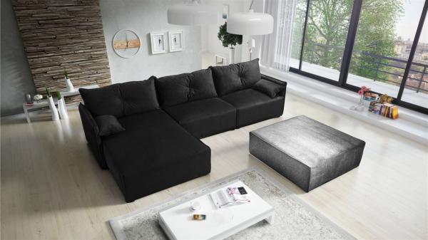 Ecksofa mit Schlaffunktion HUNTER in Stoff Royal Grafit Ottomane Links