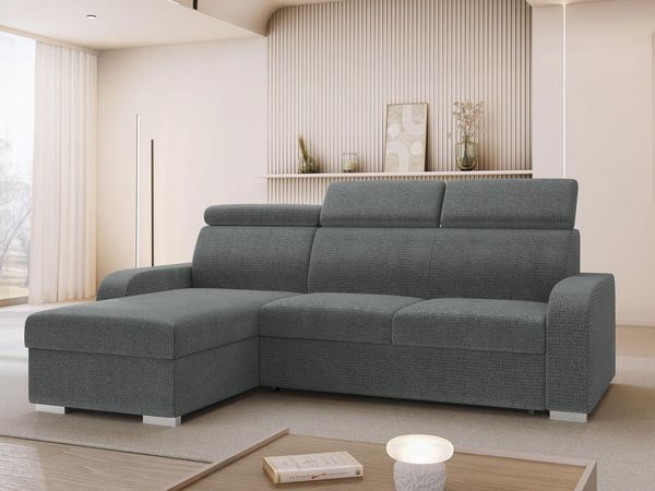 MIRJAN24 Ecksofa Oslo 2rLC, mit Schlaffunktion und Bettkasten, Einstellbare Kopfstützen, 235 x 170 x 85-100 cm