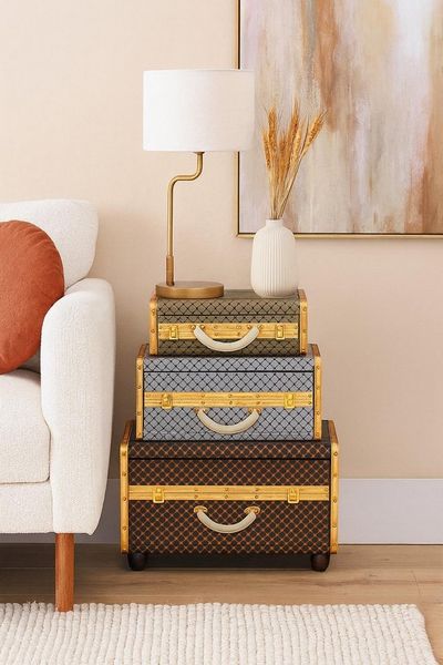 Kobolo Regal Dekokoffer Kommode VELORA mit Aufbewahrungsfach Schubladen Sideboard, Einzelstück 1-tlg, 58x41x75cm