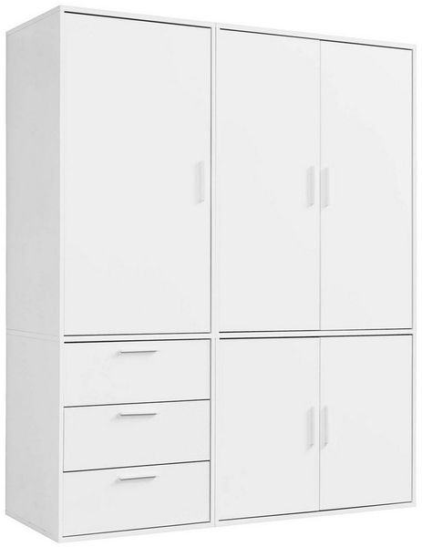 mokebo Kleiderschrank Der Grenzenlose (5-Türig & 3 Schubladen) Garderobenschrank, Schlafzimmerschrank oder Schrank groß in Weiß