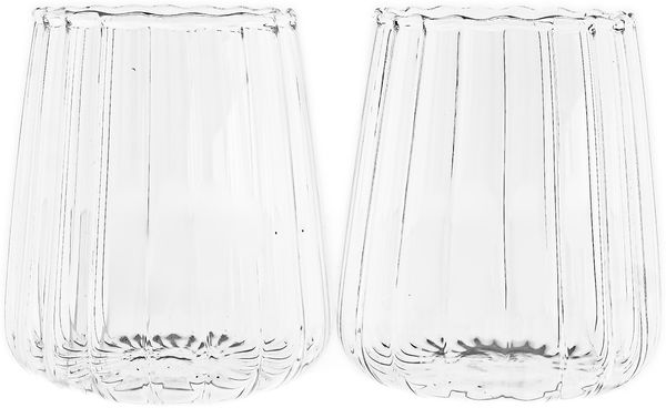 12er-Set Gläser "Luana Corta" - 350 ml im Relief-Design aus Borosilikatglas