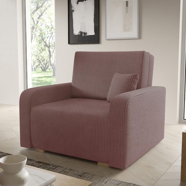 Schlafsofa Tessa I 105x85 cm Komfortables Sofa mit Bettkasten, Couch 1-Sitzer Kordstoff- Inklusive Gratis-Kissen - Poso 29