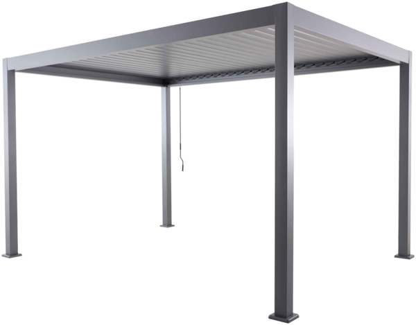 LINO Lamellenpavillon 300x400, Aluminium Lamellen, Pavillon Grau pulverbesch, Lamellen verstellbar