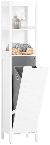 SoBuy BZR123-W Badezimmer-Hochschrank, MDF, Lackiert, Weiß, 30 x 145 x 30 cm