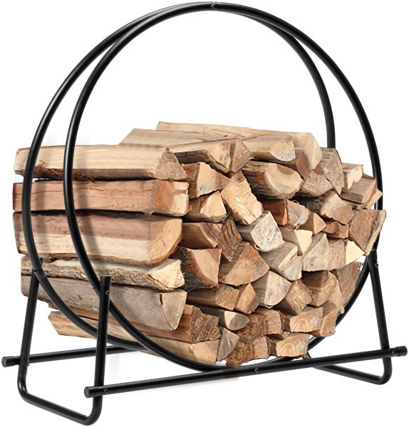 COSTWAY Kaminholzregal Metall, Brennholzregal belastbar bis 50kg, Feuerholzregal Holzscheitregal, Holzstapelhalter mit Sockel & Griffen, Kaminholzst?nder für Innen- und Au?enbereich (76,5x36x81,5cm)