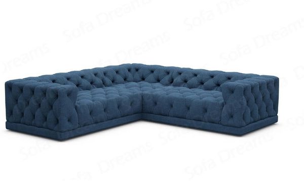 Polster Ecksofa Palma in L-Form - Strukturstoff - Blau