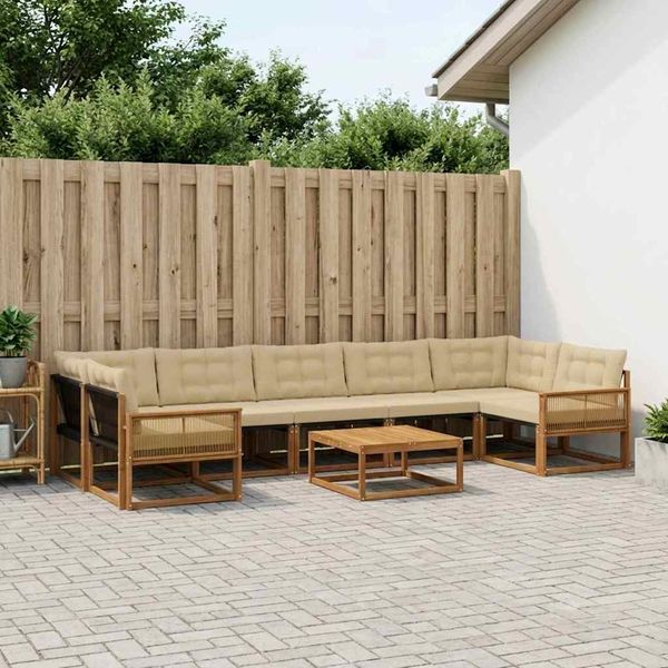 vidaXL Outdoor-Sofagarnitur mit Kissen 8 pcs Natur und Beige 3381317