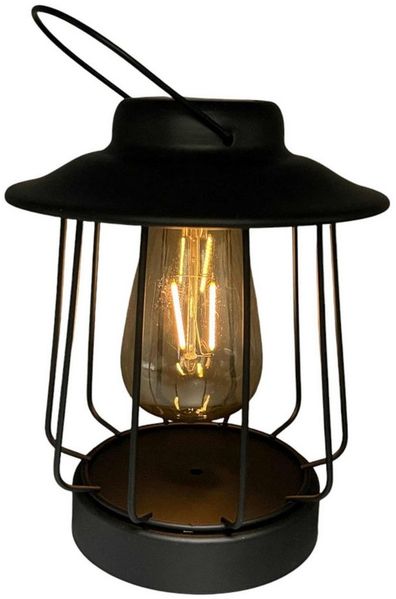 Coen Bakker Deco BV LED Solarleuchte, Lichtsensor, LED, warmweiß, Laterne schwarz Metall Retro-Optik 16x18cm