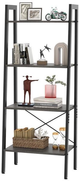 KOMFOTTEU Bücherregal Leiterregal, mit 4 Ebenen, 56 x 34 x 138 cm