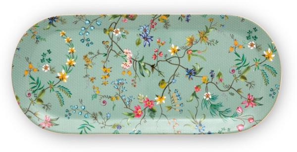 PiP Studio Servierplatte Jolie Flowers Blue Kuchenplatte rechteckig, Porzellan, (Platten), Cake Tray Rectangular Jolie Flowers Blue 33.3x15.5cm