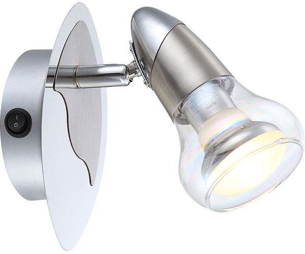 LED Wandleuchte, Glas, Schalter, Spot beweglich, H 14,8 cm