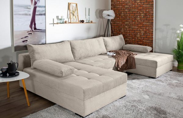 COLLECTION AB Wohnlandschaft Josy U-Form, B: 307 cm, Bettfunktion & Bettkasten, Federkern