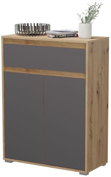 Schuhschrank Piazza in grau und Eiche 76 x 102 cm