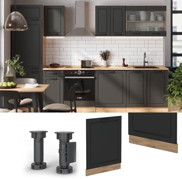 Geschirrspülblende R-Line Anthrazit Landhaus 60 cm ohne Arbeitsplatte Vicco Bild 3