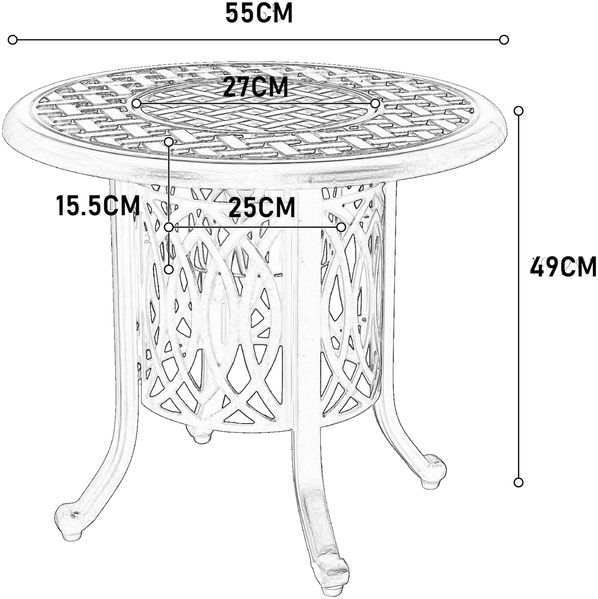 Flieks Beistelltisch Outdoor, Aluminium Gartentisch rund Ø55cm, mit integriertem Eiseimer, wetterfest rostfrei, Schwarz Bild 4
