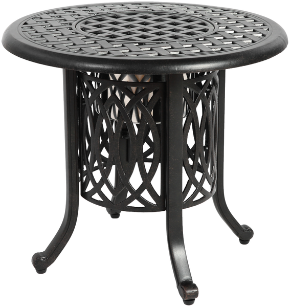Flieks Beistelltisch Outdoor, Aluminium Gartentisch rund Ø55cm, mit integriertem Eiseimer, wetterfest rostfrei, Schwarz Bild 3