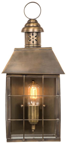 Außenleuchte, Wandlampe, Laterne, Messing Glas, H 46,5 cm