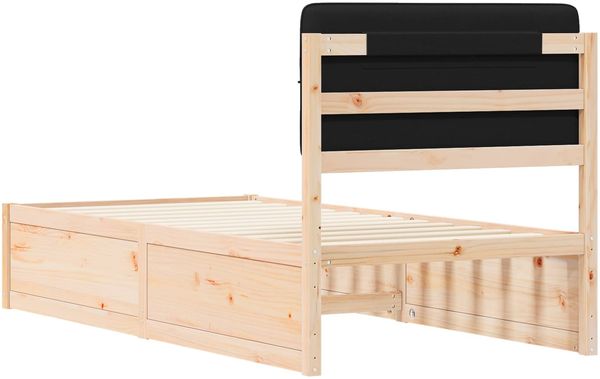vidaXL Bettgestell mit gepolstertem Kopfteil Schwarz 100 x 200 cm 877721 Bild 7