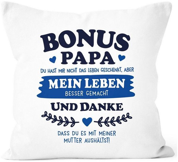 MoonWorks Dekokissen Kissen-Bezug Geschenk Bonus-Mama, Bonus Papa Geschenkidee