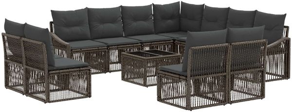 vidaXL Gartensofa-set 12 pcs Grau Poly-Rattan 3436043
