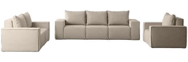 Sofaset Designersofa ESTELLE 3-2-1 mit Schlaffunktion Stoff Opera Velvet Pearl