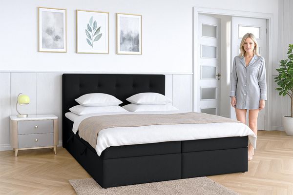 AX LIVING Baunei Boxspringbett 140x200 mit Bettkasten braunes Bett