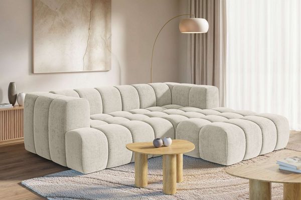 homsy by Ana Johnson Ecksofa »XL« BOUBELLE L-Form extra tief, Design: Bubble-Optik, Breite 247cm, hoher Sitzkomfort dank Wellenunterfederung, XL Sitztiefe 100 cm
