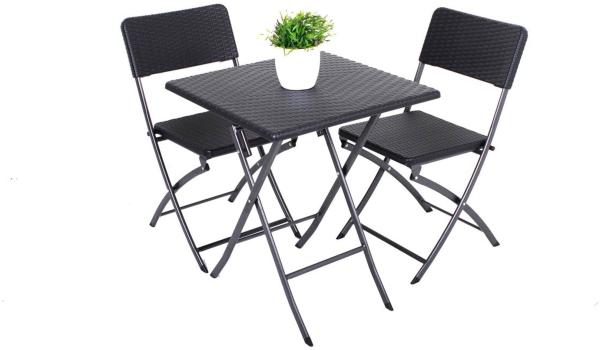 3-tlg. Balkon-Set Balkongruppe Tisch Stuhl klappbar Rattan-Optik