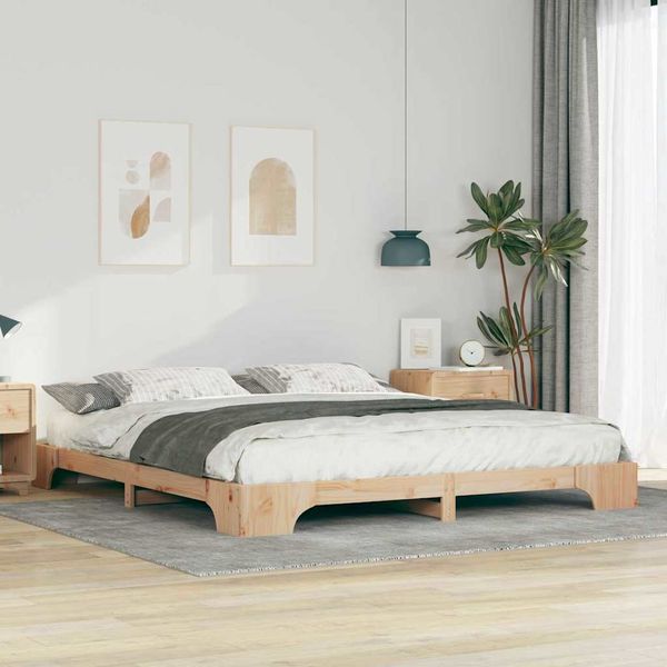 vidaXL Bettrahmen Braun 200 x 220 cm Massives Kiefernholz 872929