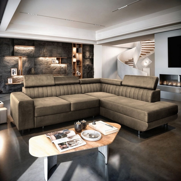 Masseno Ecksofa NOLA mit Schlaffunktion L-Form, Sofa mit Bettkasten