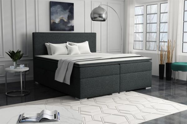 Boxspringbett Schlafzimmerbett SOREL 200x200cm Stoff Inari Dunkelgrau