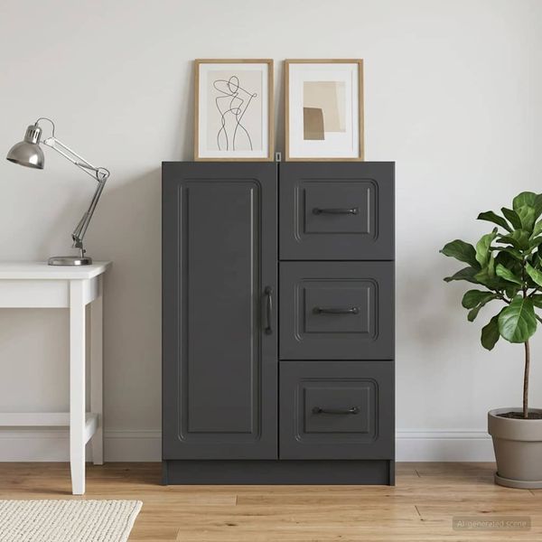 vidaXL Sideboard Schwarz 66 x 34,5 x 87 cm Holzwerkstoff 895776