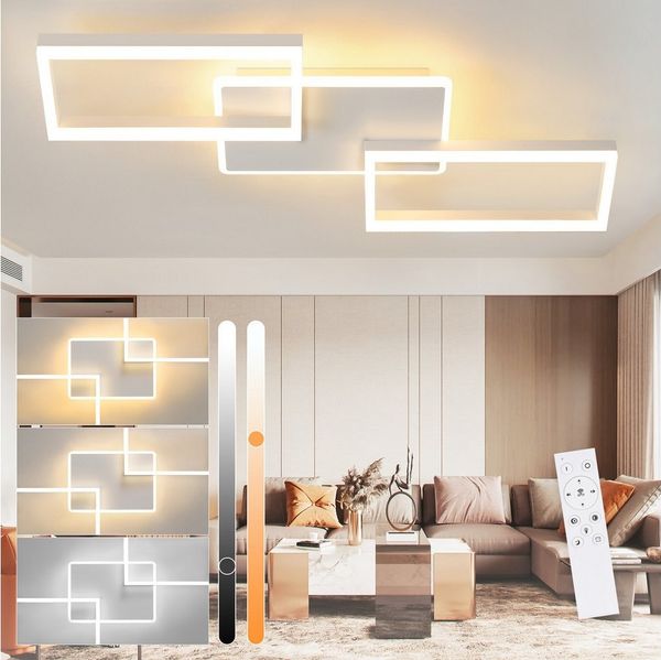 Nettlife LED Deckenleuchte Schlafzimmerlampe mit drei verflochtenen Rahmen, Memory Funktion, LED fest integriert, Warmweiß, Neutralweiß, Kaltweiß, Schlafzimmer Küche Flur Büro