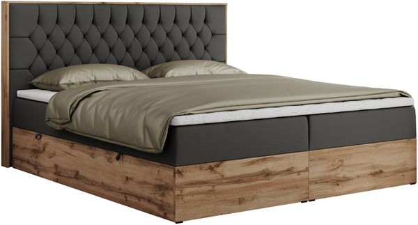 Boxspringbett, Schlafzimmerbett, Bettkasten - AMORE - 200 x 200 cm - Dunkelgrau Kunstleder - H4 Bild 4