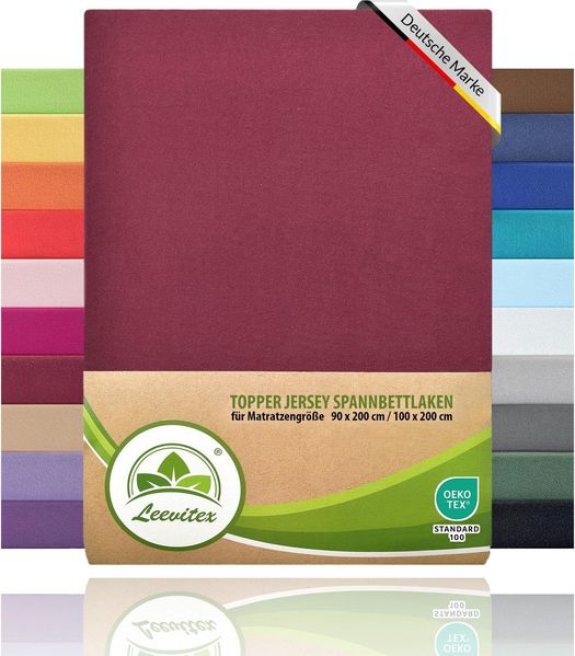 leevitex® Spannbettlaken für Topper – weich, anschmiegsam, pflegeleicht & ideal zum Wohlfühlen, Gummizug: Rundum-Gummizug, 100 % Baumwolle, 18 cm Steghöhe