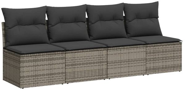 vidaXL 10-tlg. Garten-Sofagarnitur mit Kissen Grau Poly Rattan 3267510 Bild 5