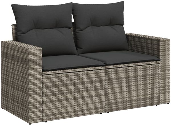 vidaXL 10-tlg. Garten-Sofagarnitur mit Kissen Grau Poly Rattan 3267510 Bild 4