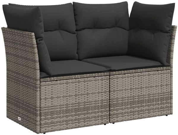 vidaXL 10-tlg. Garten-Sofagarnitur mit Kissen Grau Poly Rattan 3267510 Bild 6