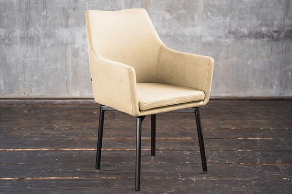 Stuhl Cali Sessel Microfaser Esszimmerstuhl creme Füße matt-schwarz 88.5 x 61 x 56 cm